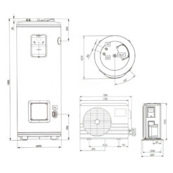 Bản vẽ kỹ thuật Máy nước nóng bơm nhiệt heat pump Ariston NUOS SPLIT INVERTER WIFI FS 270 lít