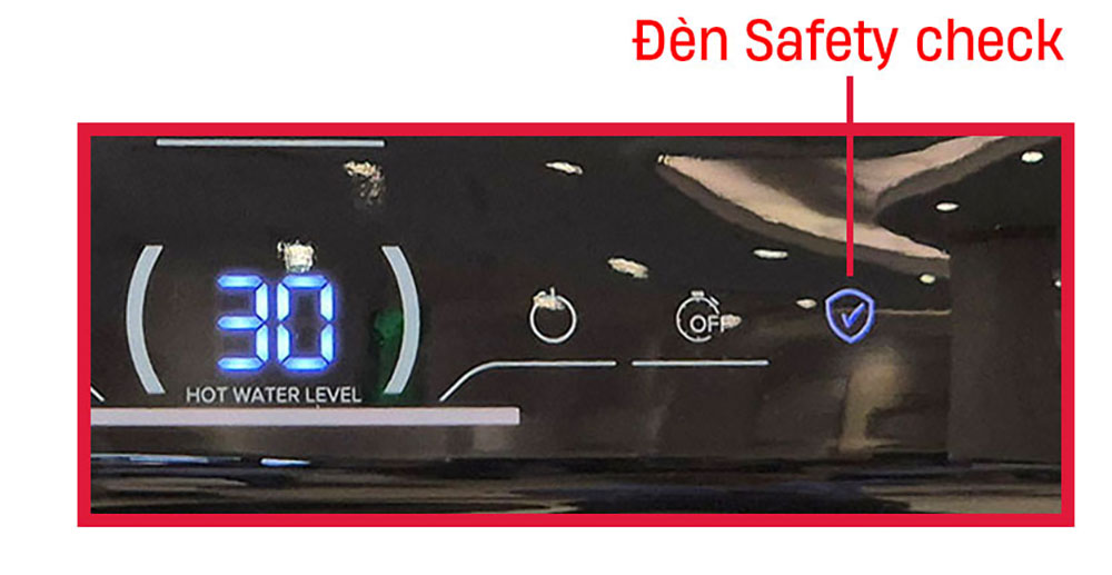 Den bao Safety check tren binh nong lanh ariston