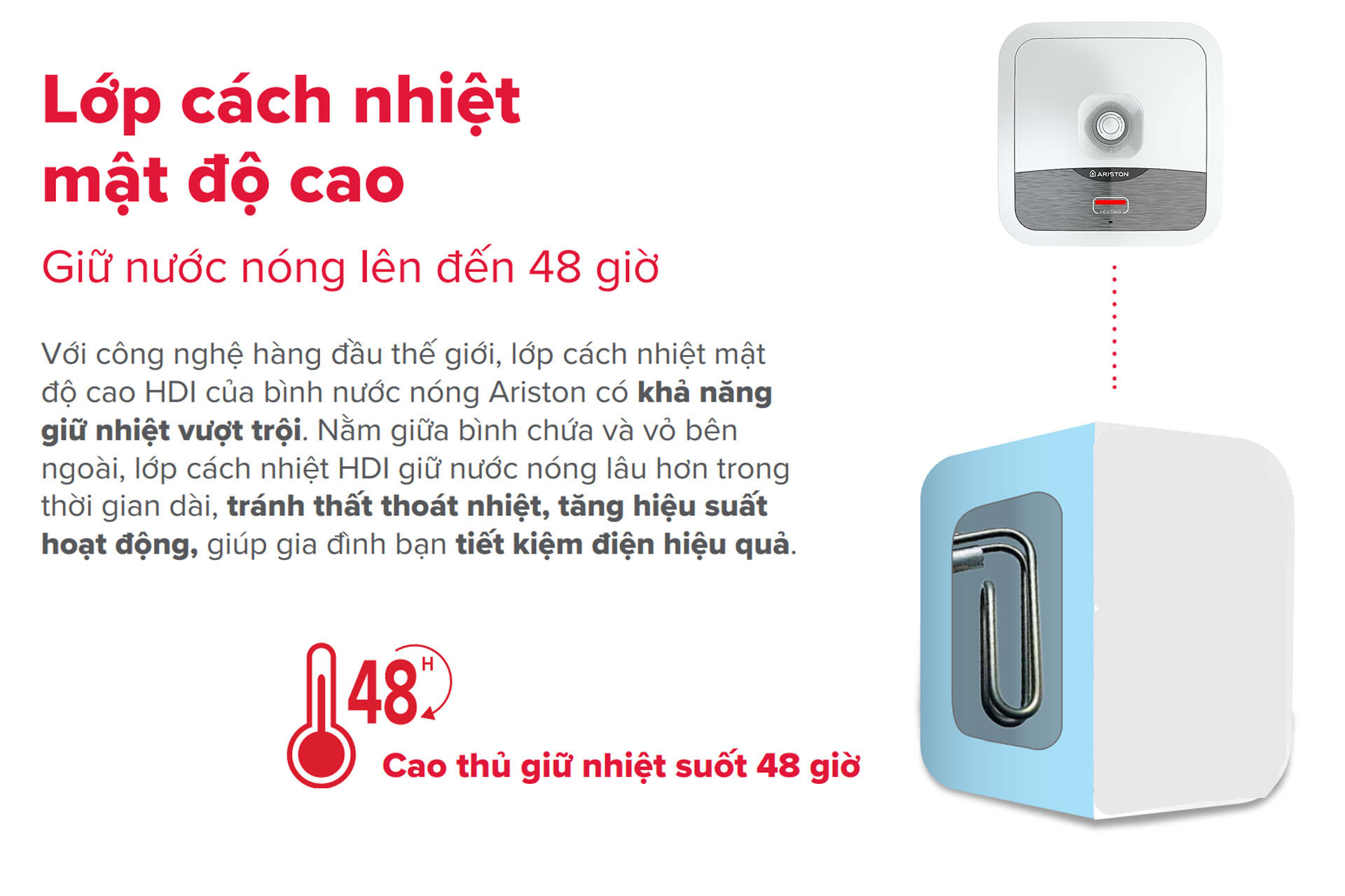 Lớp cách nhiệt mật độ cao HDI giữ nước nóng tới 48 giờ