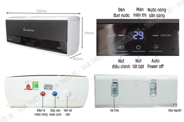 Thông số kỹ thuật Bình nóng lạnh ARISTON SLIM3 20 LUX AG+ 20L lít (SL3) ngang gián tiếp 2.5FE 2500w