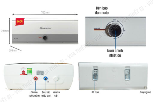 Thông số kỹ thuật Bình nóng lạnh ARISTON SLIM3 20 R AG+ 20L lít (SL3) ngang gián tiếp 2.5FE 2500W