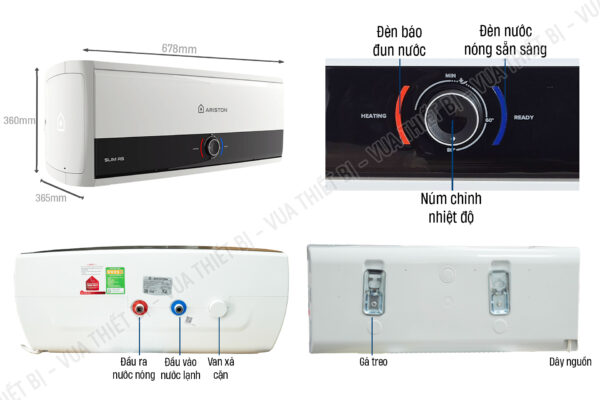 Thông số kỹ thuật Bình nóng lạnh ARISTON SLIM3 25 RS AG+ 25L lít (SL3) ngang gián tiếp 2.5FE 2500W