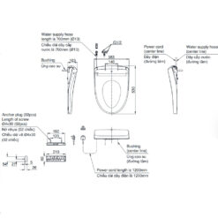 bản vẽ kỹ thuật Nắp bồn cầu thông minh TOTO TCF47360GAA (W23) WASHLET S7