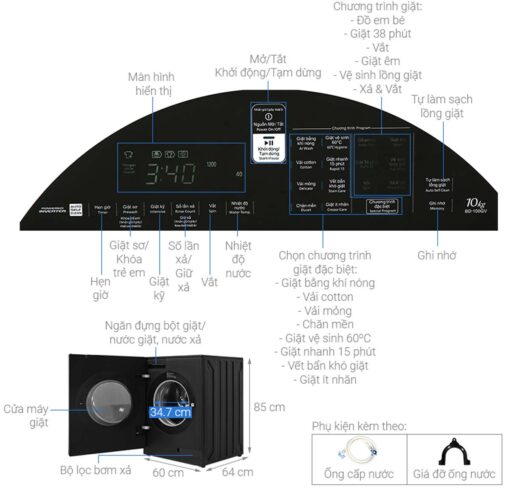 thong so ky thuat May giat Hitachi BD 100GV 10Kg long ngang inverter