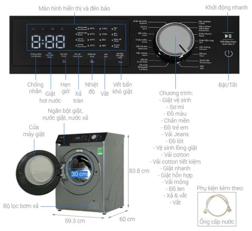 thong so ky thuat May giat Hitachi BD 954HVOS 9.5Kg long ngang inverter