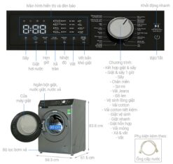thong so ky thuat May giat say Hitachi BD D1054HVOS giat 10.5Kg say 7Kg long ngang inverter