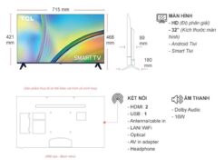 thong so ky thuat Tivi TCL 32S5400A 32 inch HD LED Android