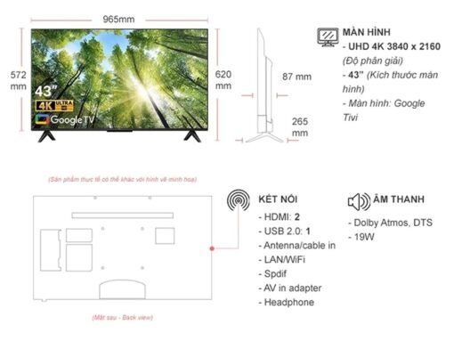 thong so ky thuat Tivi TCL 43P735 43 inch 4K LED Google