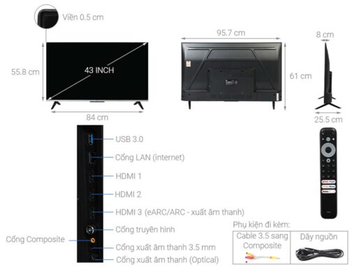 thong so ky thuat Tivi TCL 43P737 43 inch 4K LED Google
