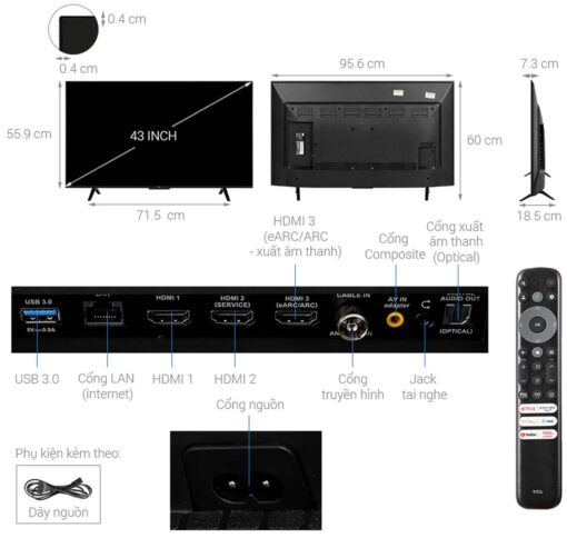 thong so ky thuat Tivi TCL 43P79B 43 inch 4K LED Google