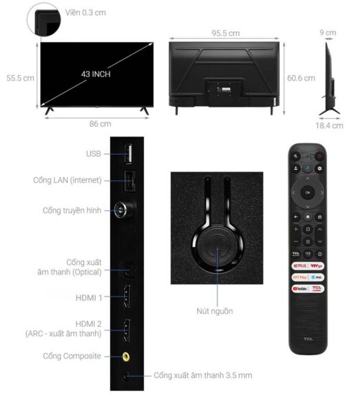 thong so ky thuat Tivi TCL 43S5400A 43 inch Ful HD LED Android