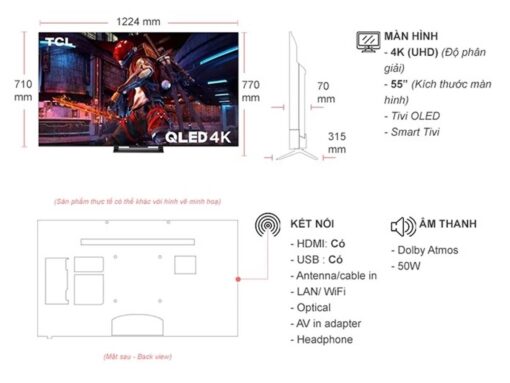 thong so ky thuat Tivi TCL 55C745 55 inch 4K QLED Google