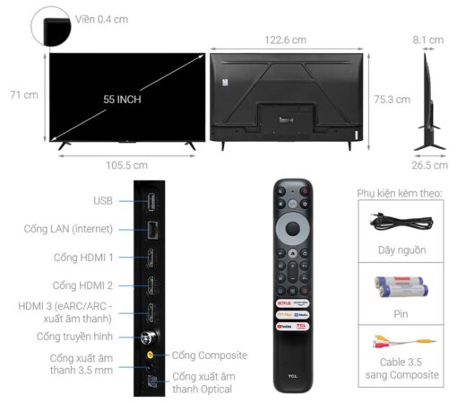 thong so ky thuat Tivi TCL 55P635 55 inch 4K LED Google
