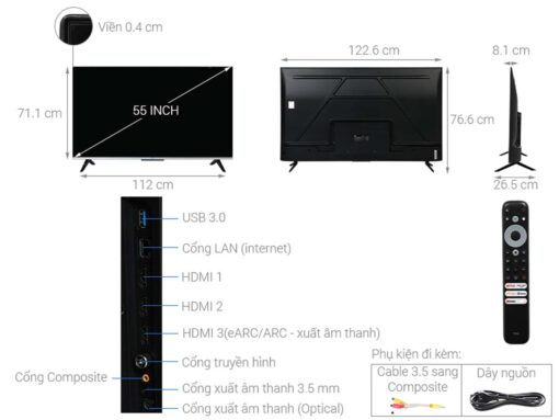 thong so ky thuat Tivi TCL 55P737 55 inch 4K LED Google