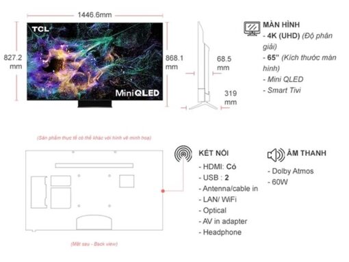 thong so ky thuat Tivi TCL 65C845 65 inch 4K QLED Google