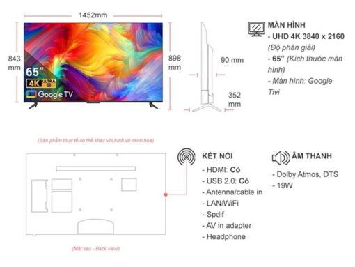 thong so ky thuat Tivi TCL 65P735 65 inch 4K LED Google