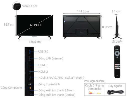 thong so ky thuat Tivi TCL 65P737 65 inch 4K LED Google