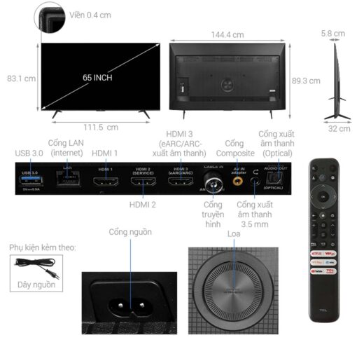 thong so ky thuat Tivi TCL 65P79B Pro 65 inch 4K LED Google
