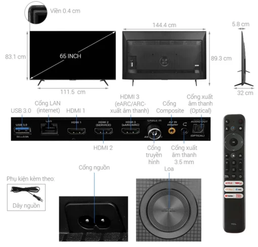 thong so ky thuat Tivi TCL 65P79B Pro 65 inch 4K LED Google