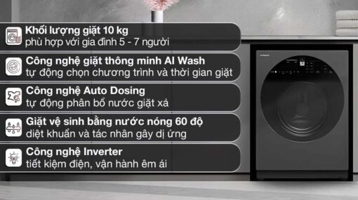 tinh nang May giat Hitachi BD 100XGV 10Kg long ngang inverter