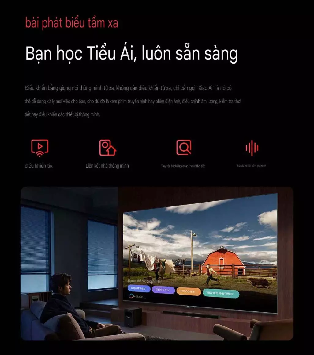 16 Xiaomi AI Dieu khien bang giong noi thong minh tivi xiaomi redmi max 85 90 100 inch 2025
