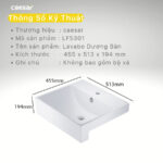 Chậu lavabo bán âm CAESAR LF5301 - Ảnh 2