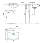 Bản vẽ kĩ thuật chậu lavabo VIGLACERA V.26.560 treo tường