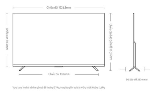 kich thuoc Tivi Xiaomi S 55 inch 2025