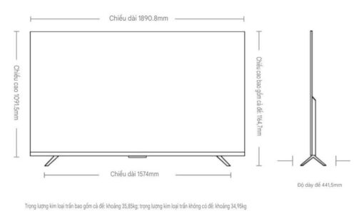 kich thuoc Tivi Xiaomi S 85 inch 2025