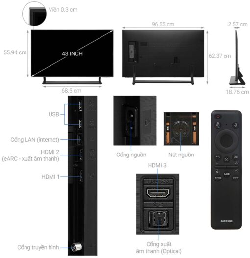 thong so ky thuat Tivi Samsung QA43Q65DAKXXV QLED 43 Inch 4K Smart