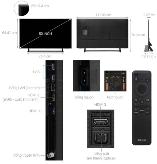 thong so ky thuat Tivi Samsung QA50Q65DAKXXV QLED 50 Inch 4K Smart