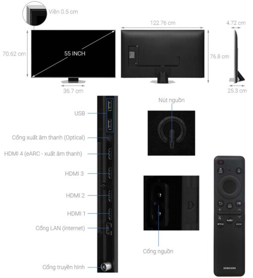 thong so ky thuat Tivi Samsung QA55Q80DAKXXV 55 Inch 4K QLED Smart