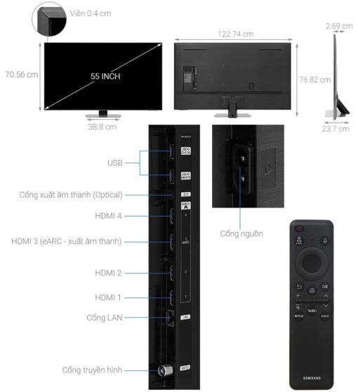 thong so ky thuat Tivi Samsung QA55QN90DAKXXV 55 Inch 4K Neo QLED Smart