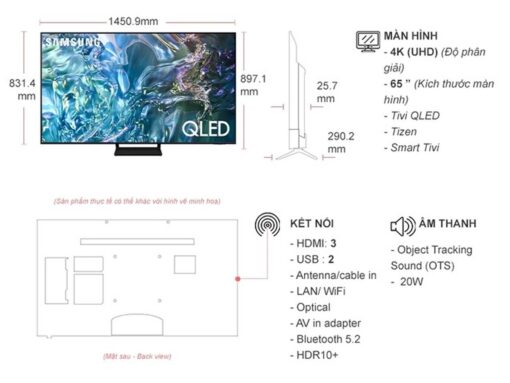 thong so ky thuat Tivi Samsung QA65Q60DAKXXV 65 Inch 4K QLED Smart