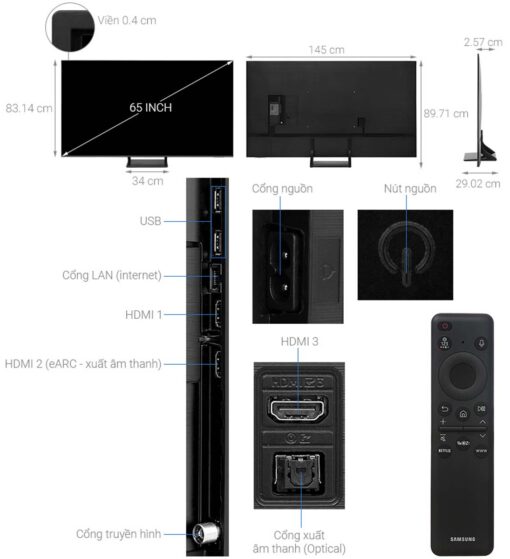 thong so ky thuat Tivi Samsung QA65Q65DAKXXV QLED 65 Inch 4K Smart