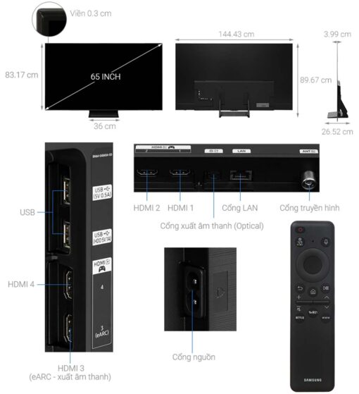 thong so ky thuat Tivi Samsung QA65S90DAKXXV 65 Inch 4K OLED Smart