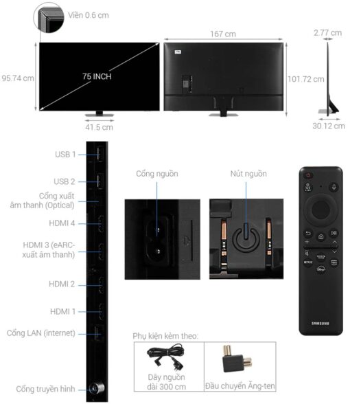 thong so ky thuat Tivi Samsung QA65S95DAKXXV 65 Inch 4K OLED Smart
