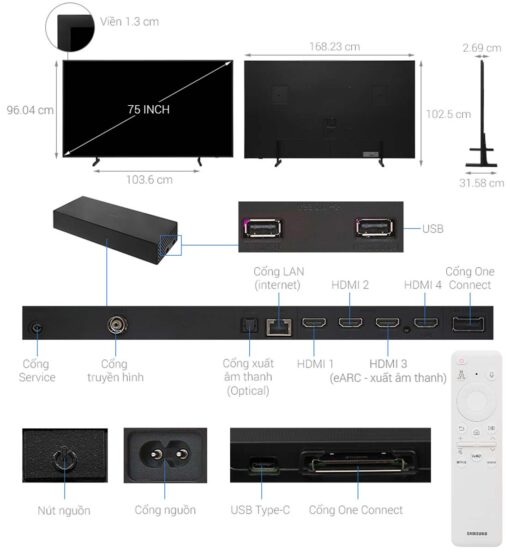 thong so ky thuat Tivi Samsung QA75LS03DAKXXV The Frame 75 Inch 4K QLED Smart
