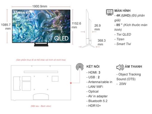 thong so ky thuat Tivi Samsung QA85Q60DAKXXV 85 Inch 4K QLED Smart