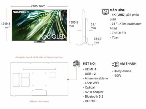 thong so ky thuat Tivi Samsung QA98QN90DAKXXV 98 Inch 4K Neo QLED Smart