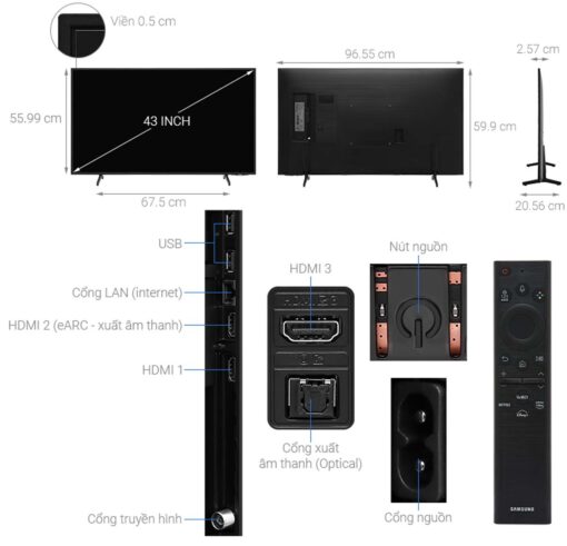 thong so ky thuat Tivi Samsung UA43BU8000KXXV 43 Inch 4K LED Smart