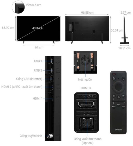 thong so ky thuat Tivi Samsung UA43DU8000KXXV 43 Inch 4K LED Smart