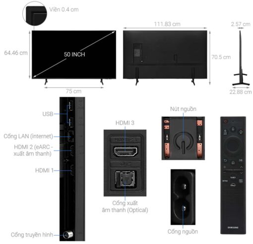 thong so ky thuat Tivi Samsung UA50BU8000KXXV 50 Inch 4K LED Smart