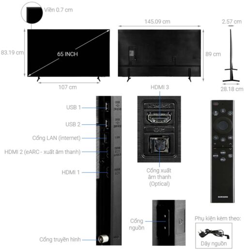 thong so ky thuat Tivi Samsung UA65BU8000KXXV 65 Inch 4K LED Smart