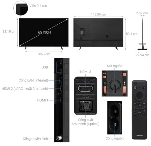 thong so ky thuat Tivi Samsung UA65DU8000KXXV 65 Inch 4K LED Smart