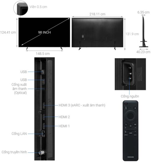 thong so ky thuat Tivi Samsung UA98DU9000KXXV 98 Inch 4K LED Smart