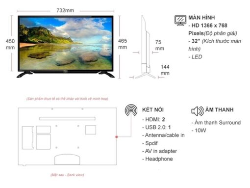 thong so ky thuat Tivi Sharp 2T C32BD1X 32 Inch HD LED