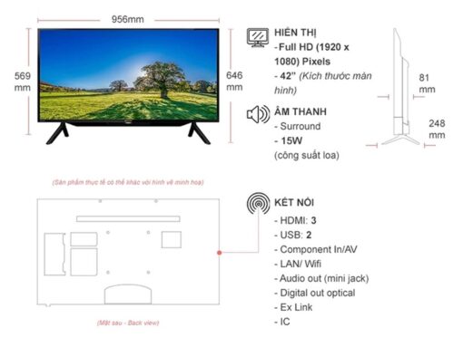 thong so ky thuat Tivi Sharp 2T C42BG1X 42 Inch Full HD LED Android