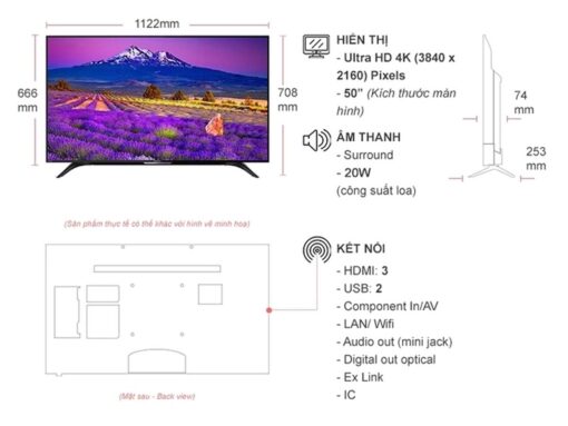 thong so ky thuat Tivi Sharp 4T C50BK1X 50 Inch 4K LED Android
