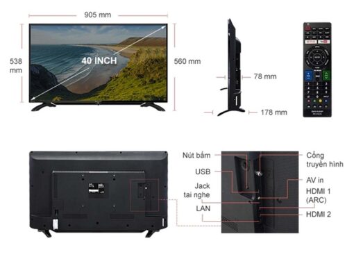 thong so ky thuat Tivi Sharp LC 40LE380X 40 Inch Full HD LED Smart